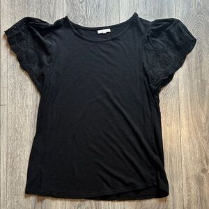 Elegant Black Lace Sleeve Top